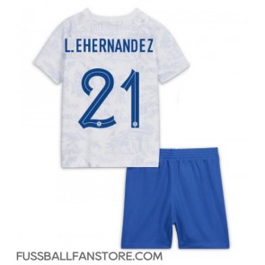 Frankreich Lucas Hernandez #21 Replik Auswärtstrikot Kinder WM 2022 Kurzarm (+ Kurze Hosen)